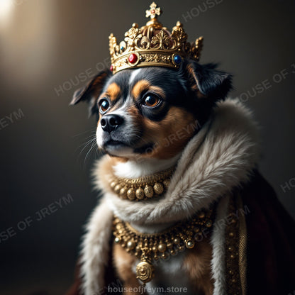 Regal Pet Portrait — crowned royal dog — Original Digital Wall Art (HOJ-MRQ0UWE3-LR23)