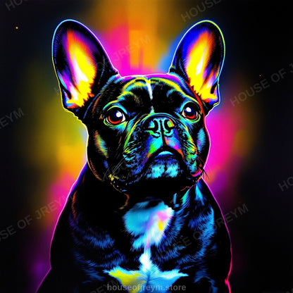 French Bulldog Pet Portrait — neon pop art — Original Digital Wall Art (HOJ-MRRG4FQ2-X97T)