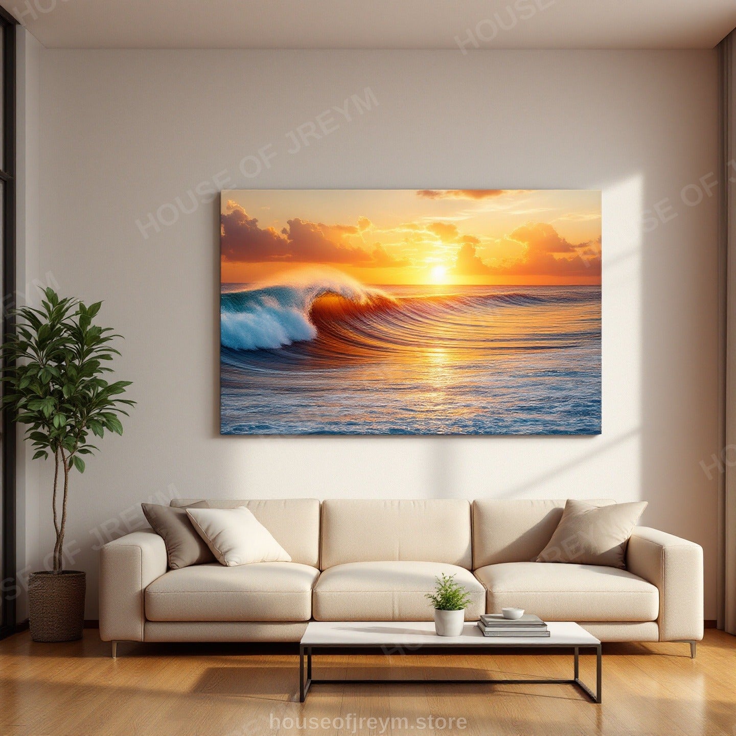 Surfer Sunset Wave Mood — Original Digital Wall Art (HOJ-MRR59VAO-US4R)