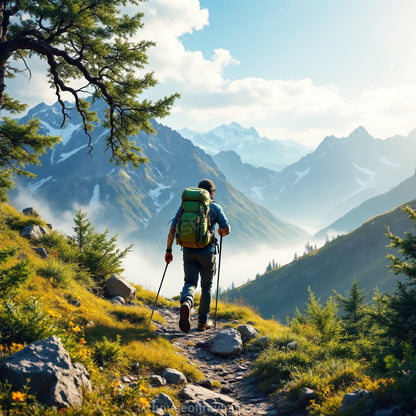 Mountain Hiking Adventure Vibe — Original Digital Wall Art (HOJ-MRQISCQ1-4DSO)