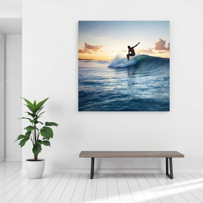 Surfer Sunset Wave Mood — Original Digital Wall Art (HOJ-MRQ0QRI7-UOZH)
