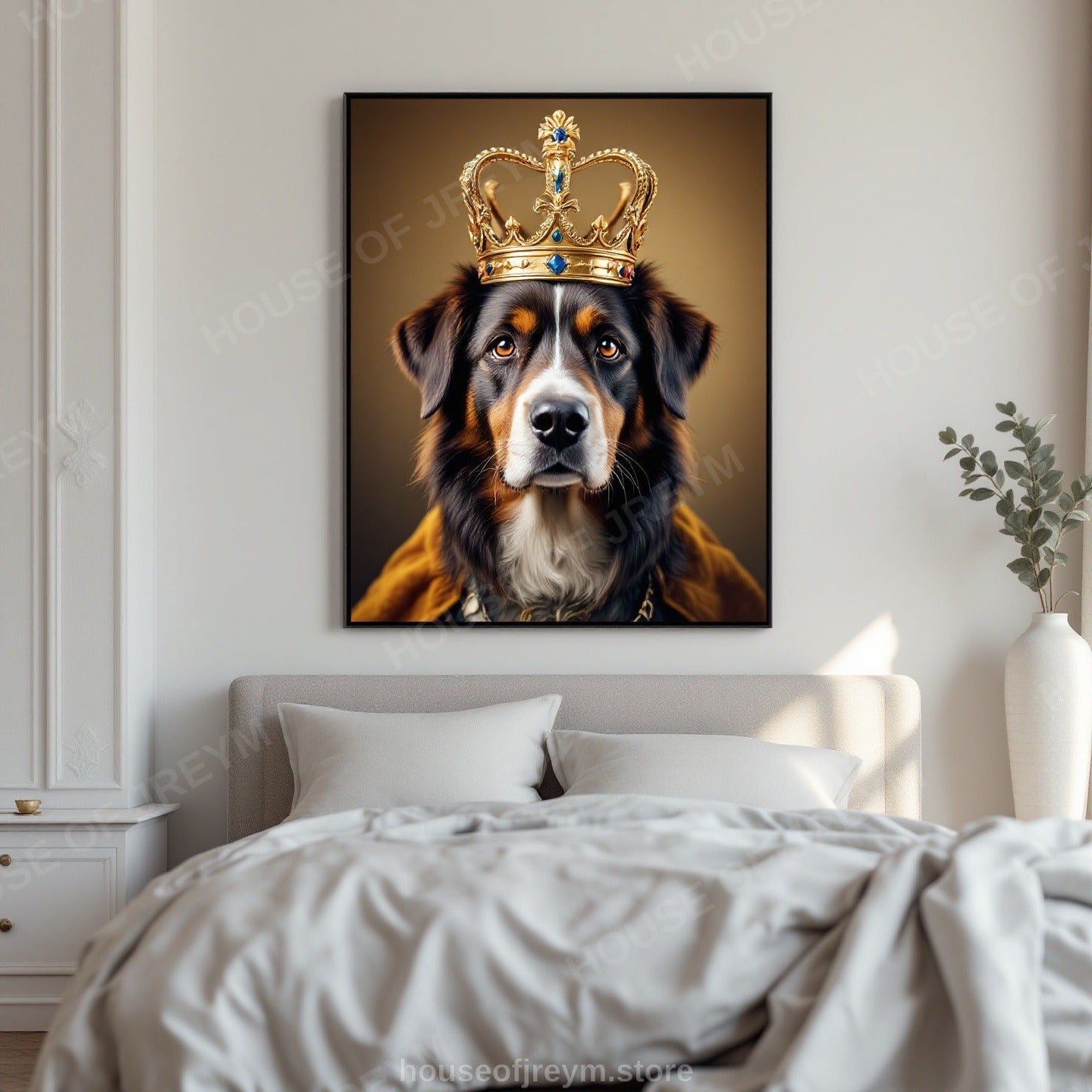 Regal Pet Portrait — crowned royal dog — Original Digital Wall Art (HOJ-MRPJCR6C-GGQB)