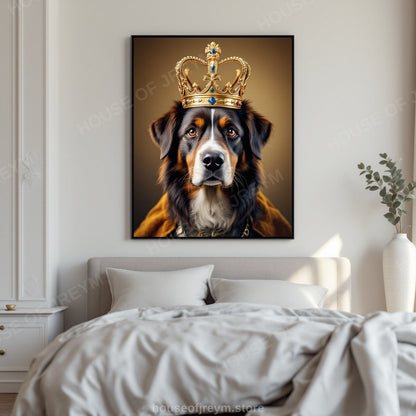 Regal Pet Portrait — crowned royal dog — Original Digital Wall Art (HOJ-MRPJCR6C-GGQB)