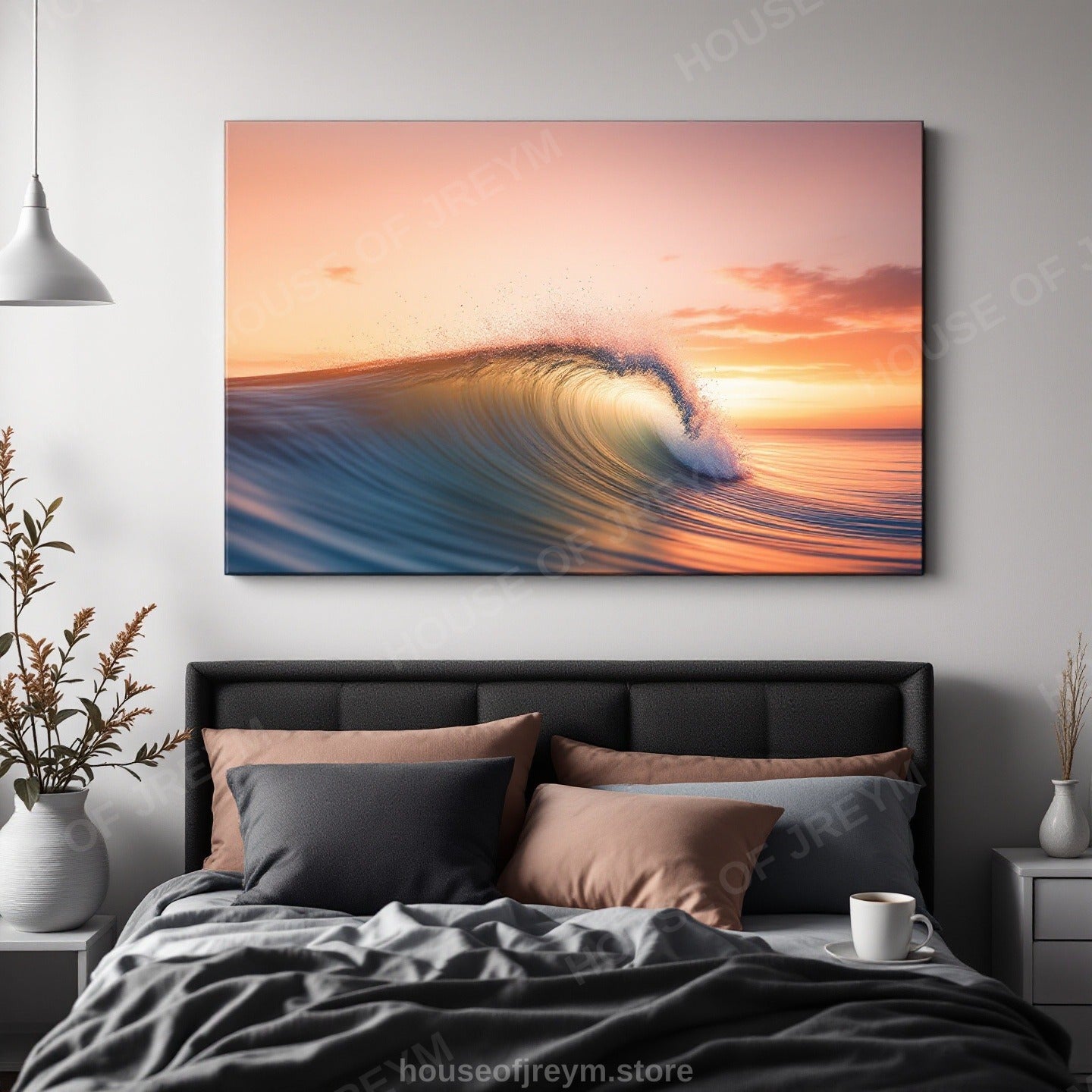 Surfer Sunset Wave Mood — Original Digital Wall Art (HOJ-MRP7MLQO-1TPK)