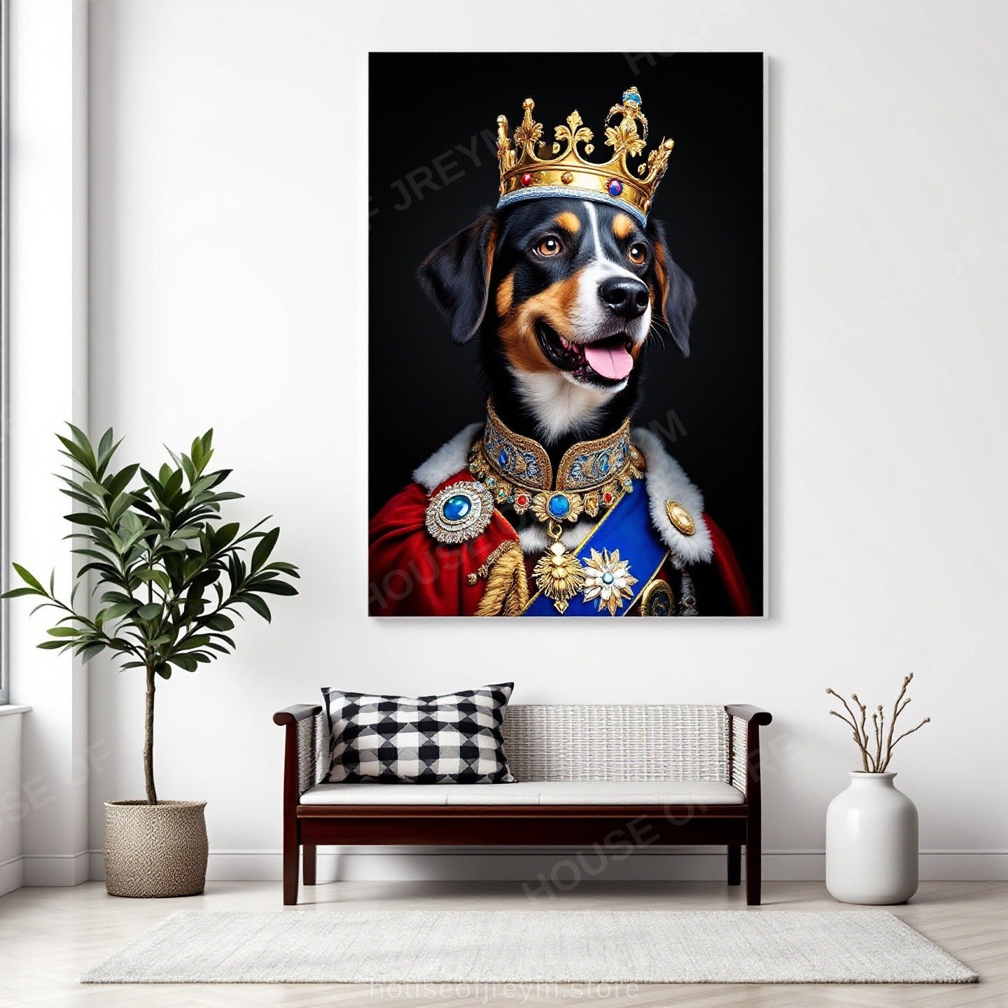 Regal Pet Portrait — crowned royal dog — Original Digital Wall Art (HOJ-MRR5FLQ8-PG14)