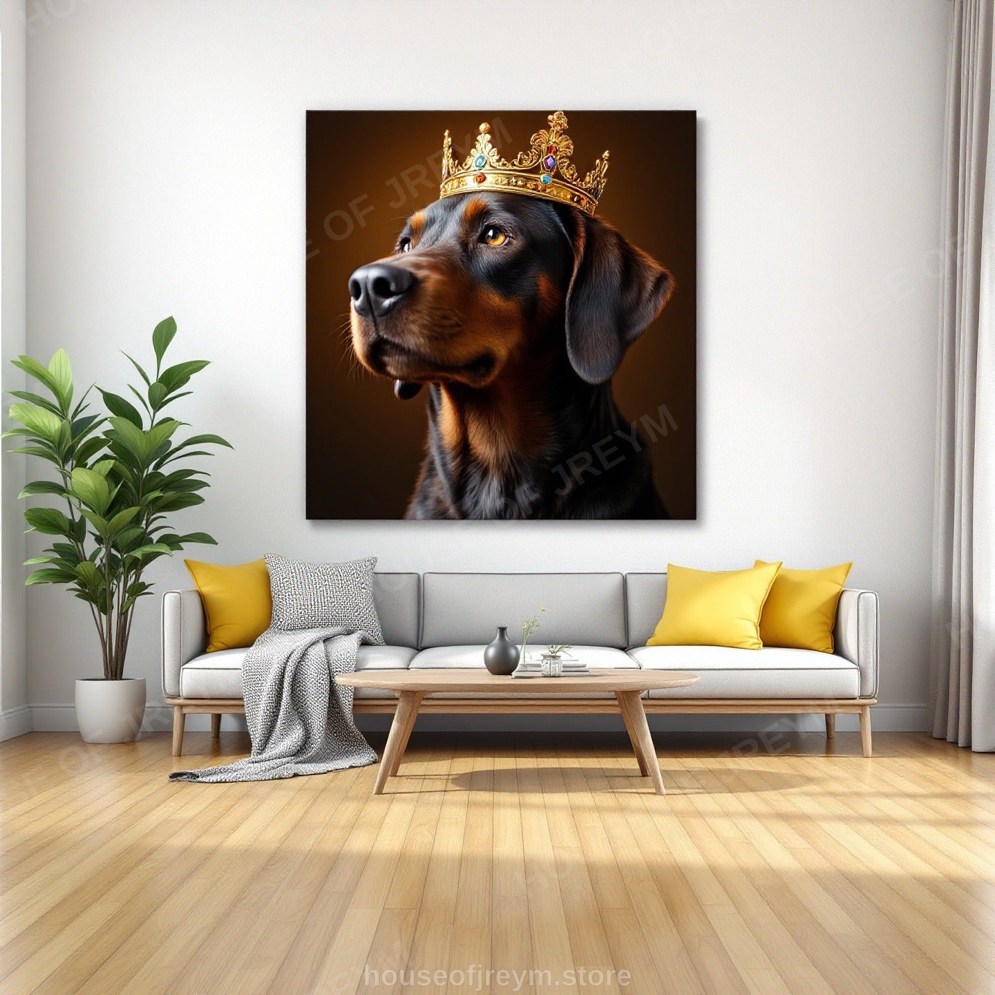 Regal Pet Portrait — crowned royal dog — Original Digital Wall Art (HOJ-MRQ3WBVB-5YTS)