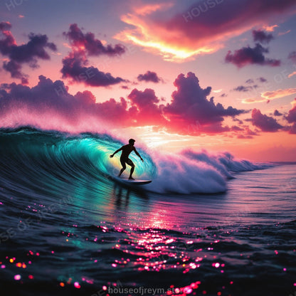 Surfer Sunset Wave Mood — Original Digital Wall Art (HOJ-MRRG6AM5-IYPZ)