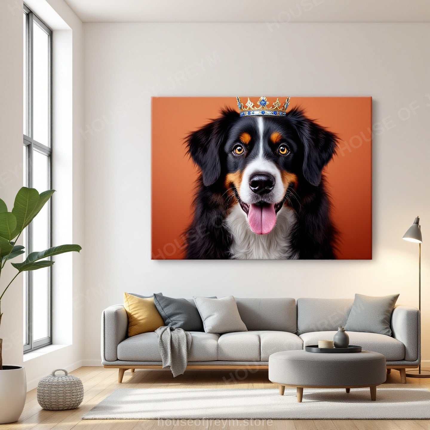 Regal Pet Portrait — crowned royal dog — Original Digital Wall Art (HOJ-MRPR6OAP-RTM2)