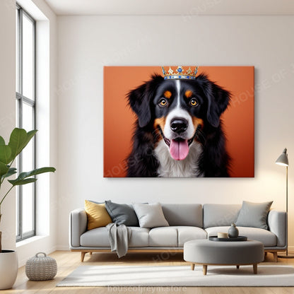Regal Pet Portrait — crowned royal dog — Original Digital Wall Art (HOJ-MRPR6OAP-RTM2)