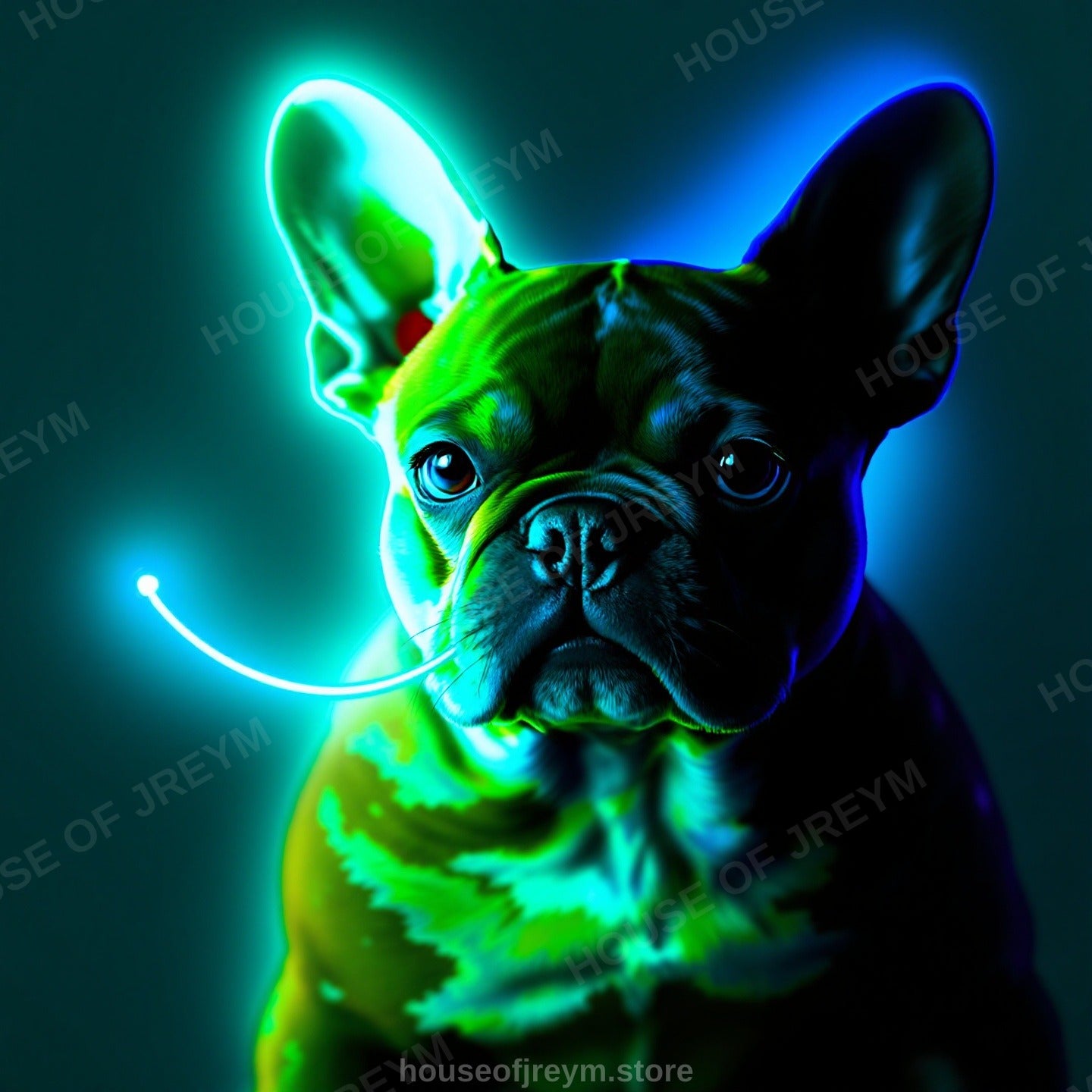 French Bulldog Pet Portrait — neon pop art — Original Digital Wall Art (HOJ-MRQIONQ5-Y3DY)