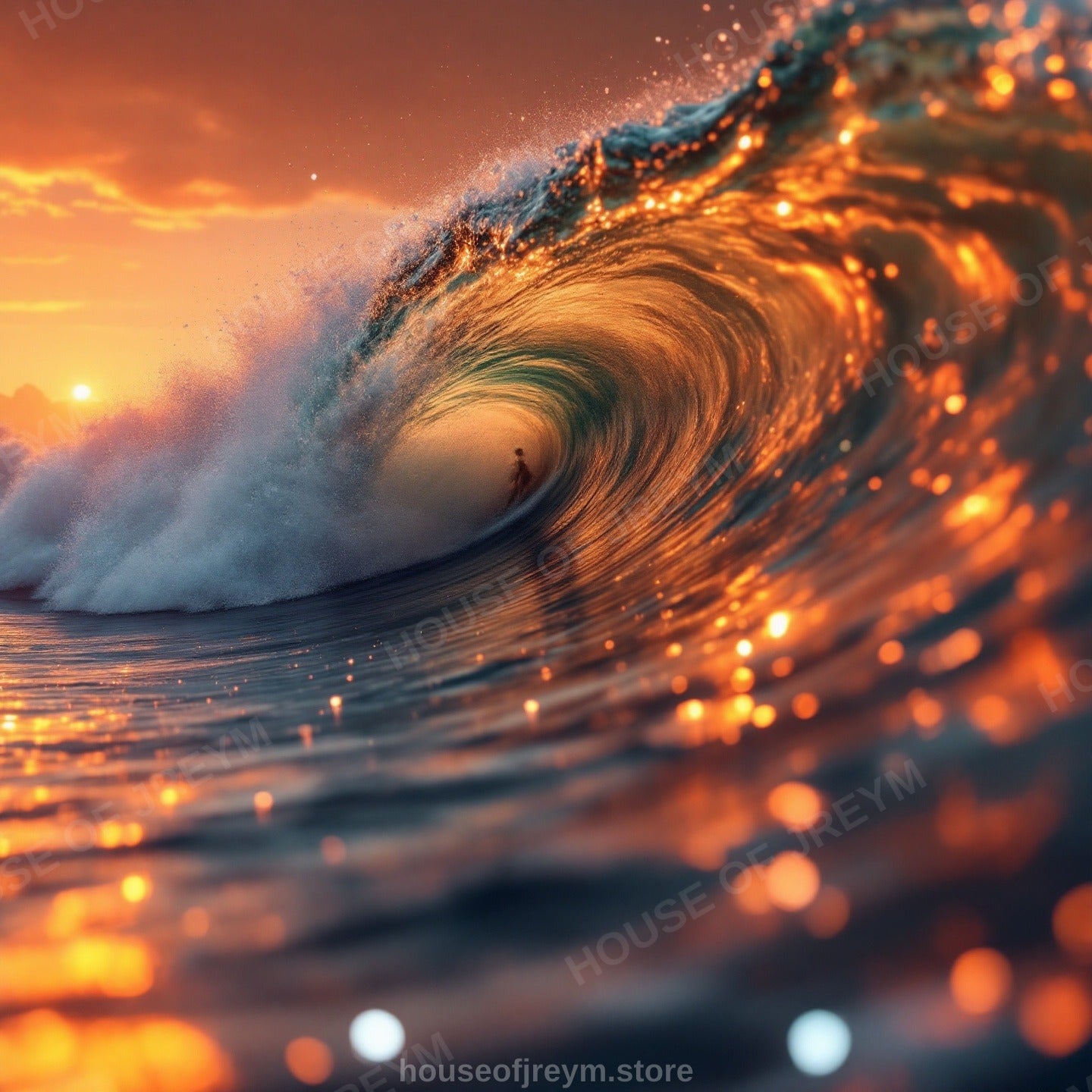 Surfer Sunset Wave Mood — Original Digital Wall Art (HOJ-MRPJ8ZA7-WO9Y)
