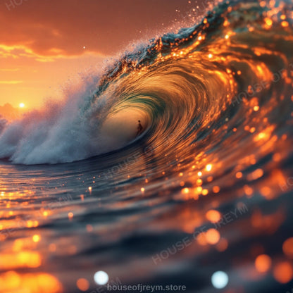 Surfer Sunset Wave Mood — Original Digital Wall Art (HOJ-MRPJ8ZA7-WO9Y)