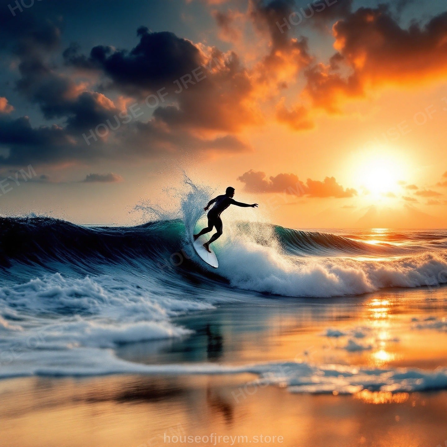 Surfer Sunset Wave Mood — Original Digital Wall Art (HOJ-MRPJ8ZA7-WO9Y)