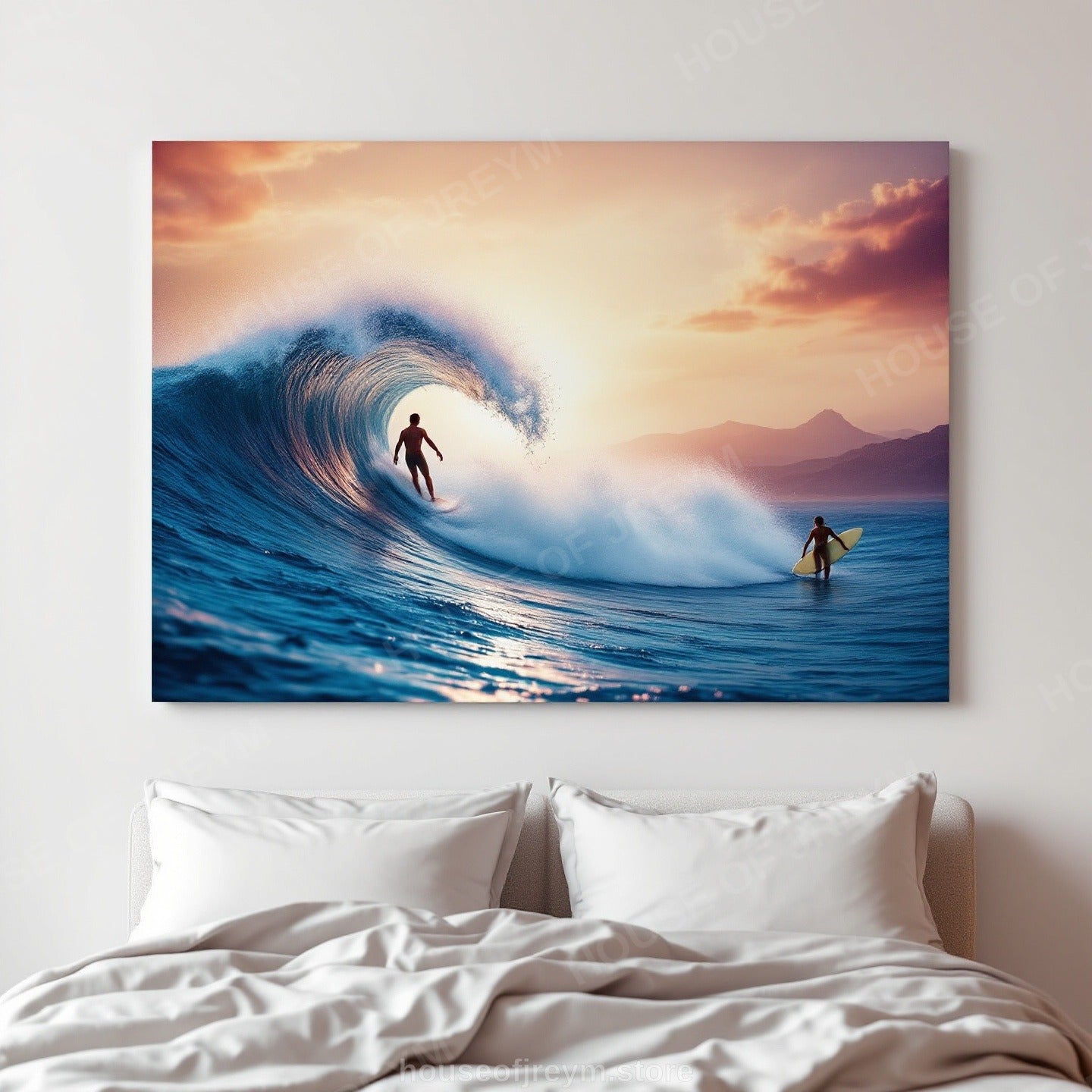 Surfer Sunset Wave Mood — Original Digital Wall Art (HOJ-MRQIQECM-6V4A)