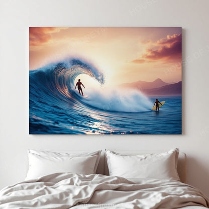 Surfer Sunset Wave Mood — Original Digital Wall Art (HOJ-MRQIQECM-6V4A)