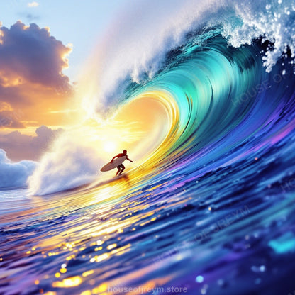 Surfer Sunset Wave Mood — Original Digital Wall Art (HOJ-MRQIQECM-6V4A)