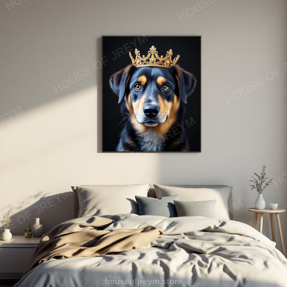 Regal Pet Portrait — crowned royal dog — Original Digital Wall Art (HOJ-MRP5QI79-DFK7)