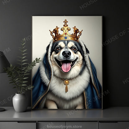 Regal Pet Portrait — crowned royal dog — Original Digital Wall Art (HOJ-MRQ3WBVB-5YTS)