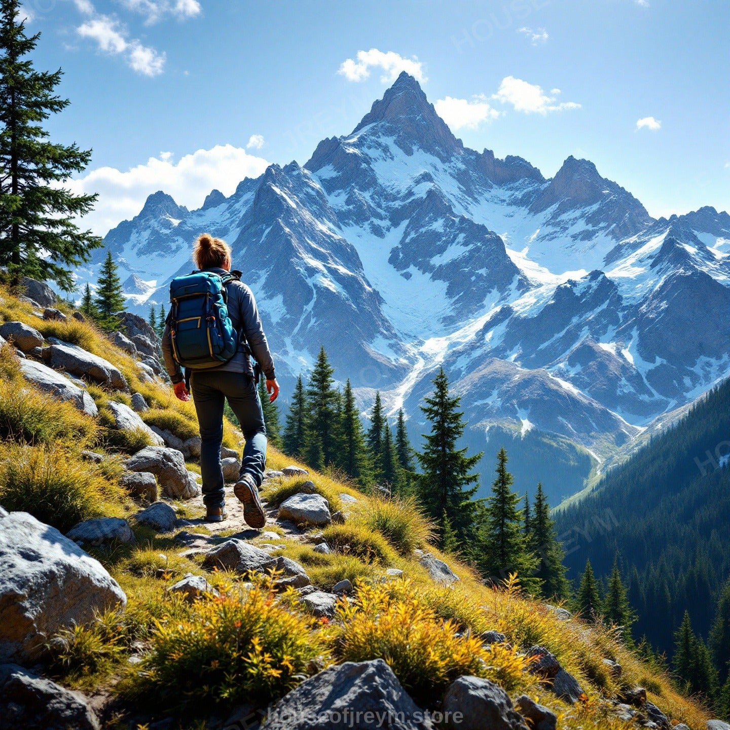 Mountain Hiking Adventure Vibe — Original Digital Wall Art (HOJ-MRQ0SNBF-TD25)