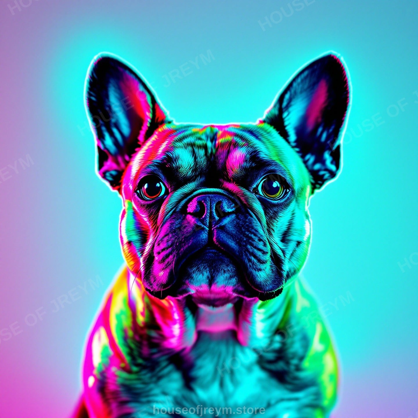 French Bulldog Pet Portrait — neon pop art — Original Digital Wall Art (HOJ-MRQ0OYAA-32LG)