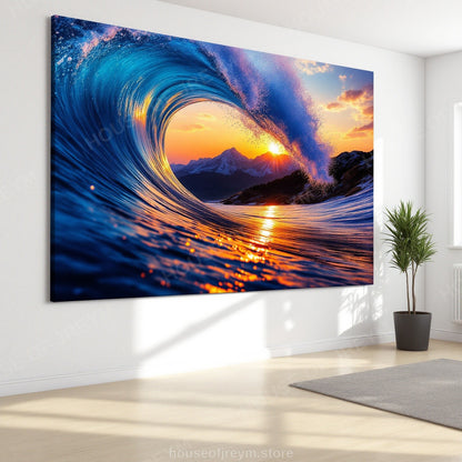 Surfer Sunset Wave Mood — Original Digital Wall Art (HOJ-MRQ0QRI7-UOZH)