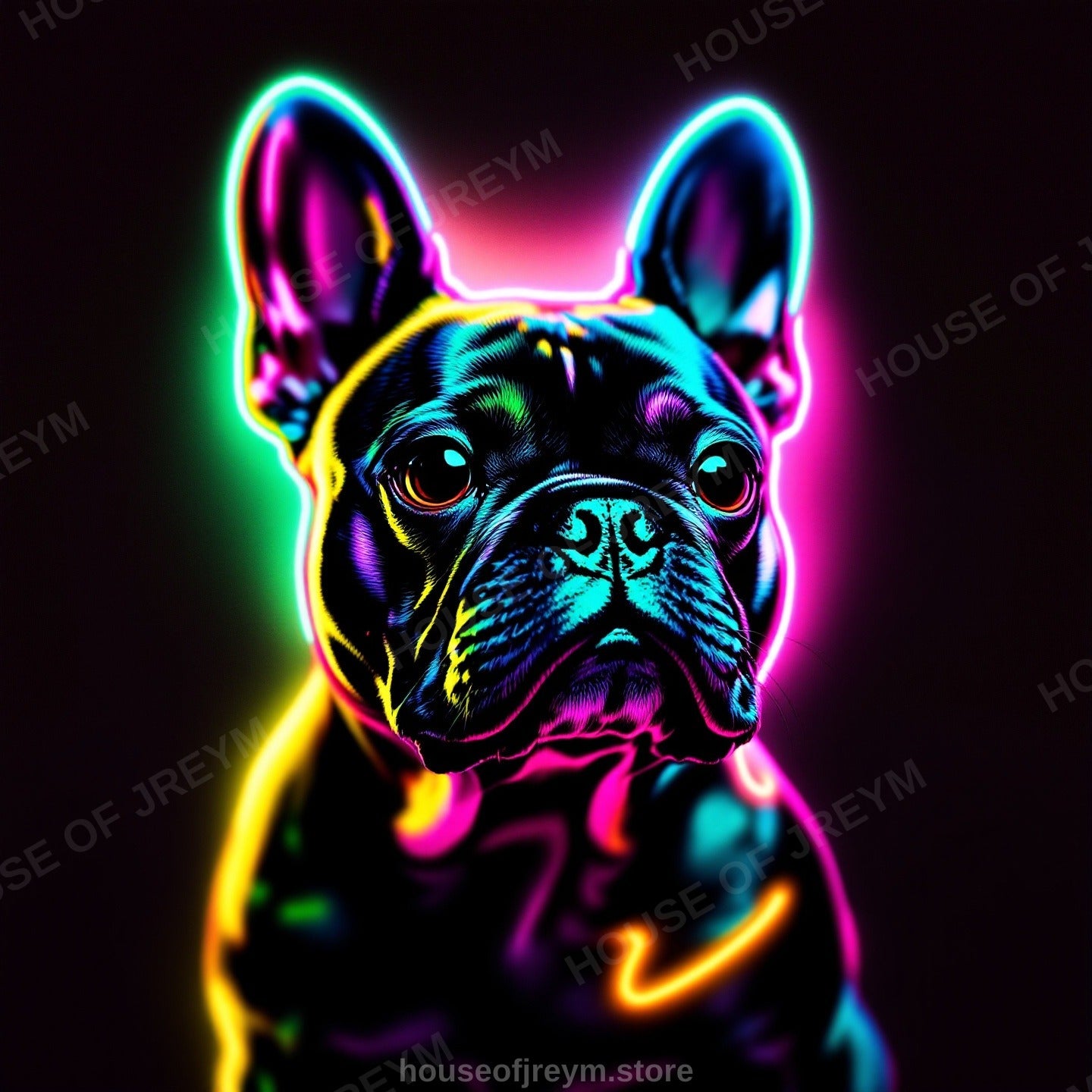 French Bulldog Pet Portrait — neon pop art — Original Digital Wall Art (HOJ-MRPJ77PW-4Z7N)