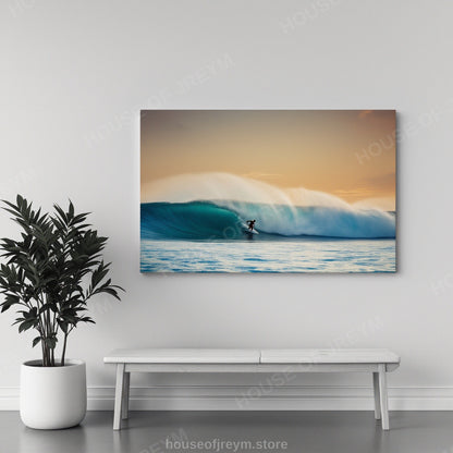 Surfer Sunset Wave Mood — Original Digital Wall Art (HOJ-MRP7MLQO-1TPK)