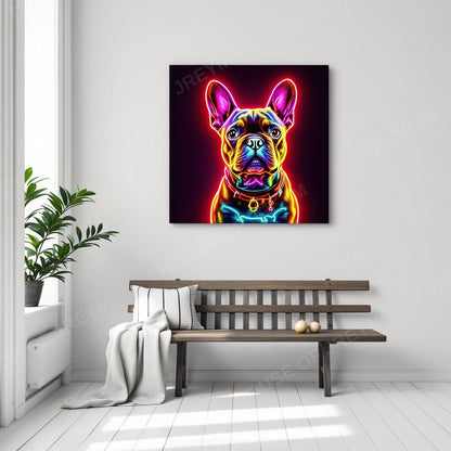 French Bulldog Pet Portrait — neon pop art — Original Digital Wall Art (HOJ-MRQIONQ5-Y3DY)