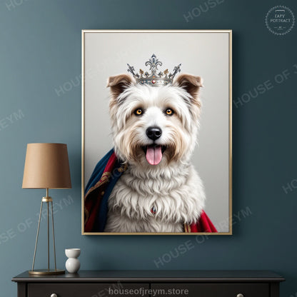 Regal Pet Portrait — crowned royal dog — Original Digital Wall Art (HOJ-MRP5QI79-DFK7)