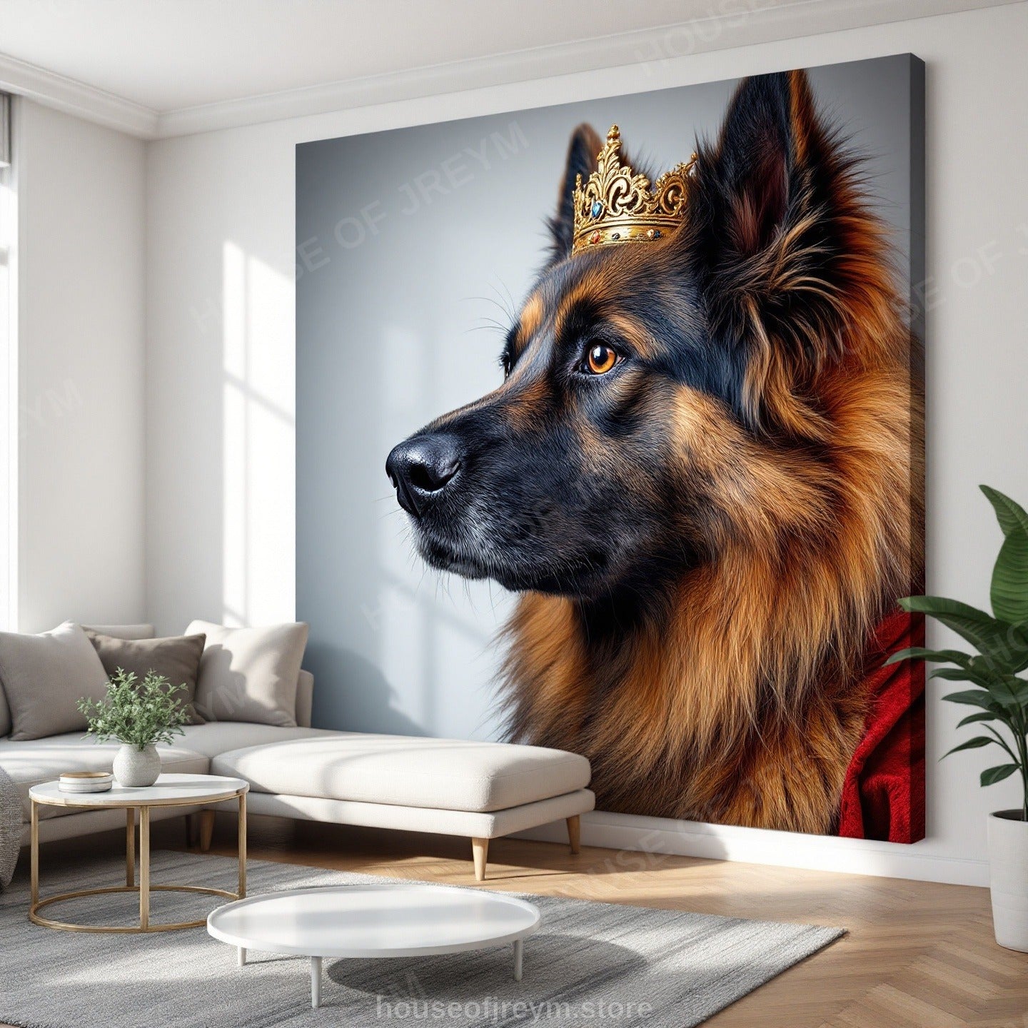 Regal Pet Portrait — crowned royal dog — Original Digital Wall Art (HOJ-MRQIUGV2-I762)