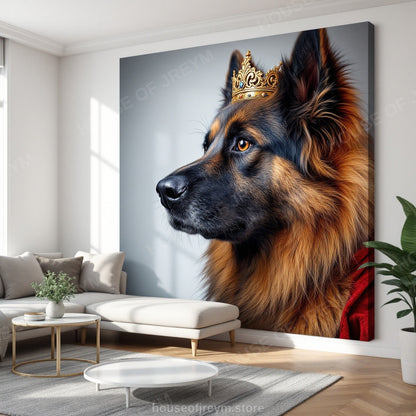 Regal Pet Portrait — crowned royal dog — Original Digital Wall Art (HOJ-MRQIUGV2-I762)