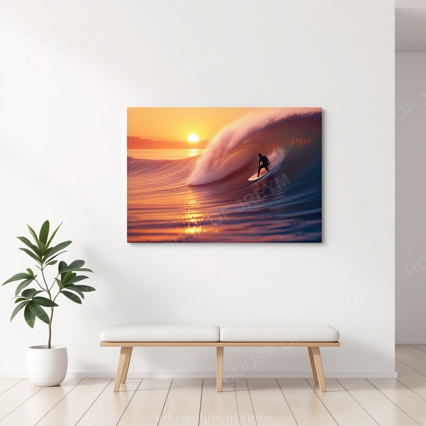 Surfer Sunset Wave Mood — Original Digital Wall Art (HOJ-MRP5L5SC-UK0S)