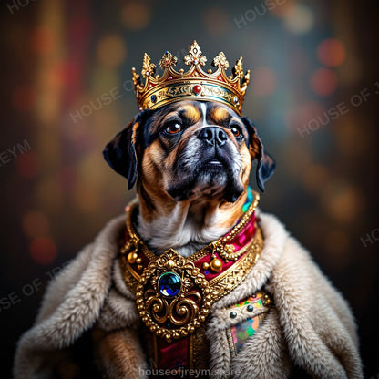 Regal Pet Portrait — crowned royal dog — Original Digital Wall Art (HOJ-MRPR6OAP-RTM2)