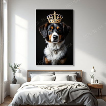 Regal Pet Portrait — crowned royal dog — Original Digital Wall Art (HOJ-MRQIUGV2-I762)