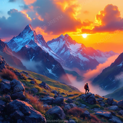 Mountain Hiking Adventure Vibe — Original Digital Wall Art (HOJ-MRQISCQ1-4DSO)