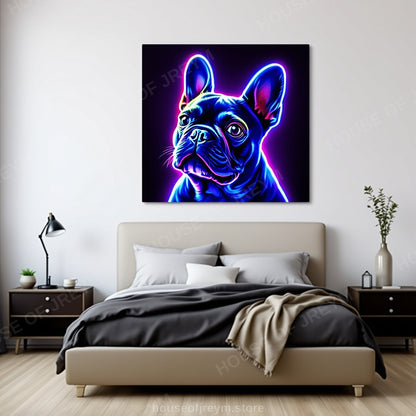 French Bulldog Pet Portrait — neon pop art — Original Digital Wall Art (HOJ-MRQ0OYAA-32LG)