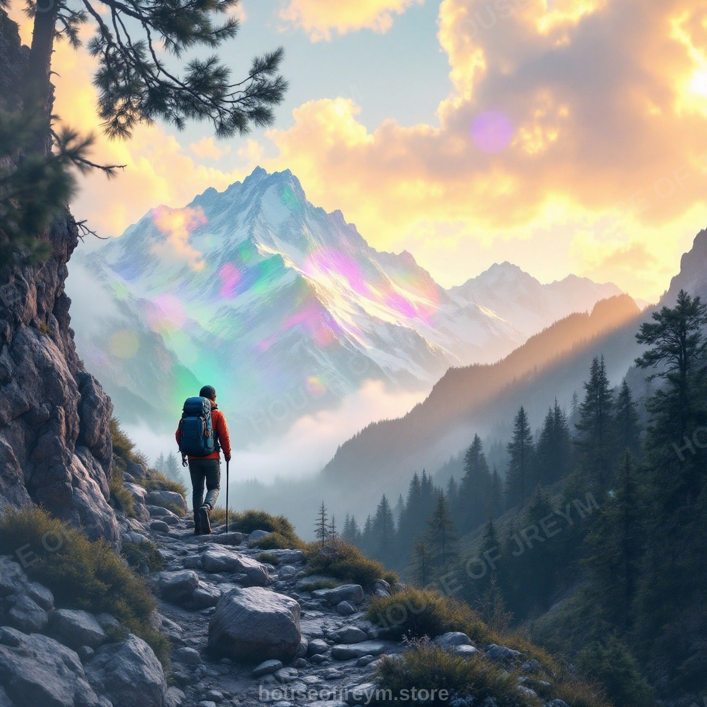 Mountain Hiking Adventure Vibe — Original Digital Wall Art (HOJ-MRR5BKGH-B9XV)