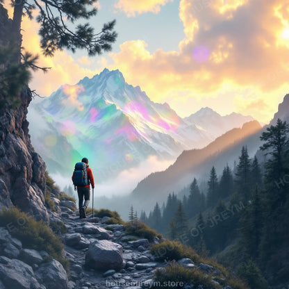 Mountain Hiking Adventure Vibe — Original Digital Wall Art (HOJ-MRR5BKGH-B9XV)