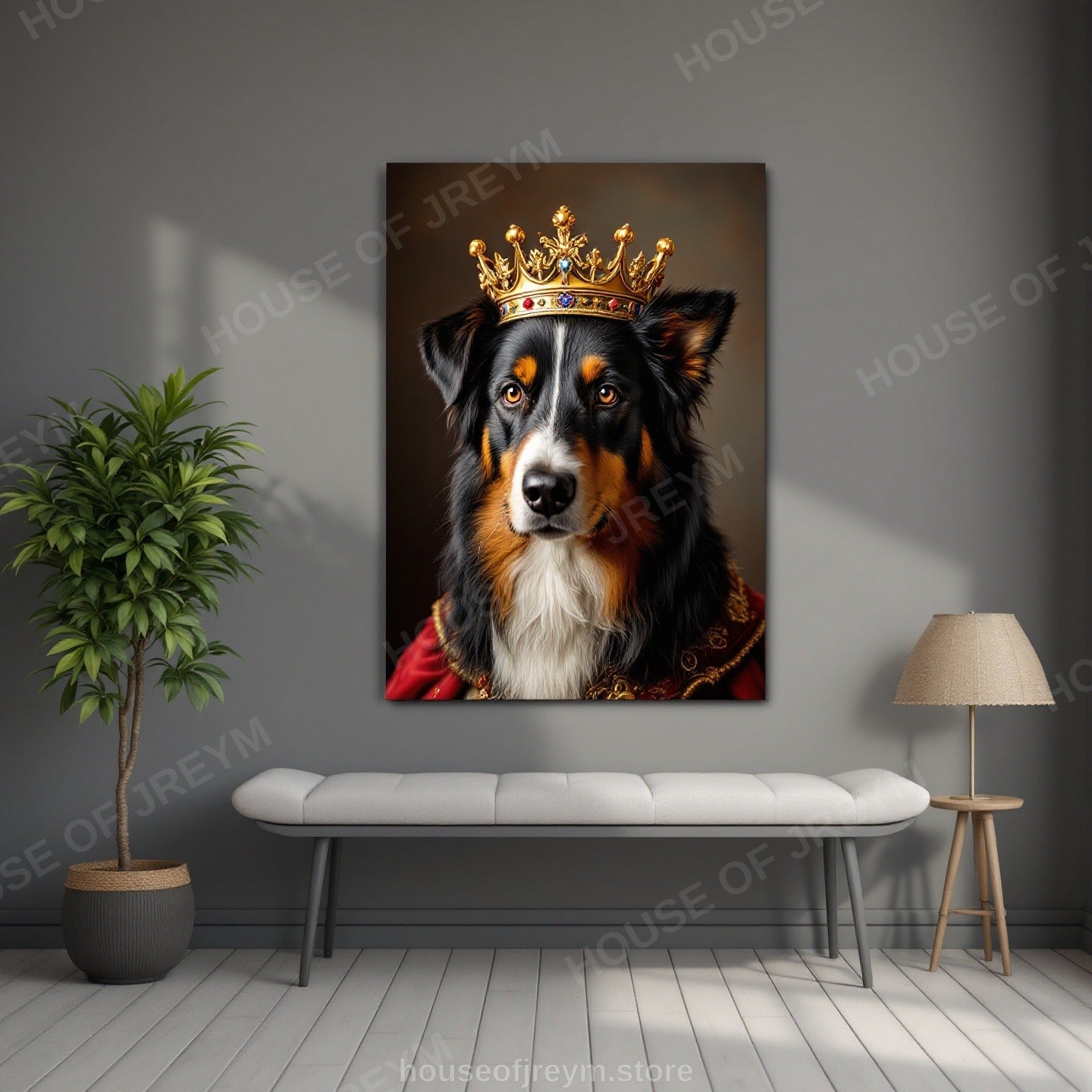 Regal Pet Portrait — crowned royal dog — Original Digital Wall Art (HOJ-MRP7SBCP-J6S4)