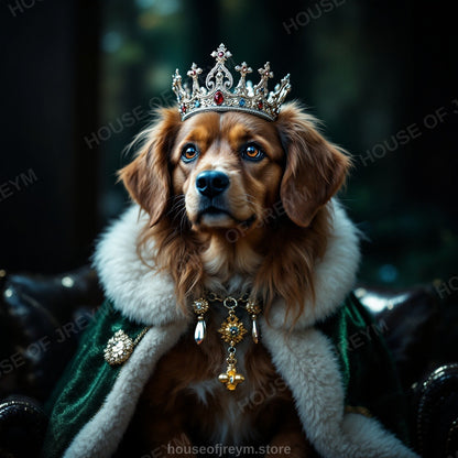 Regal Pet Portrait — crowned royal dog — Original Digital Wall Art (HOJ-MRQ3WBVB-5YTS)