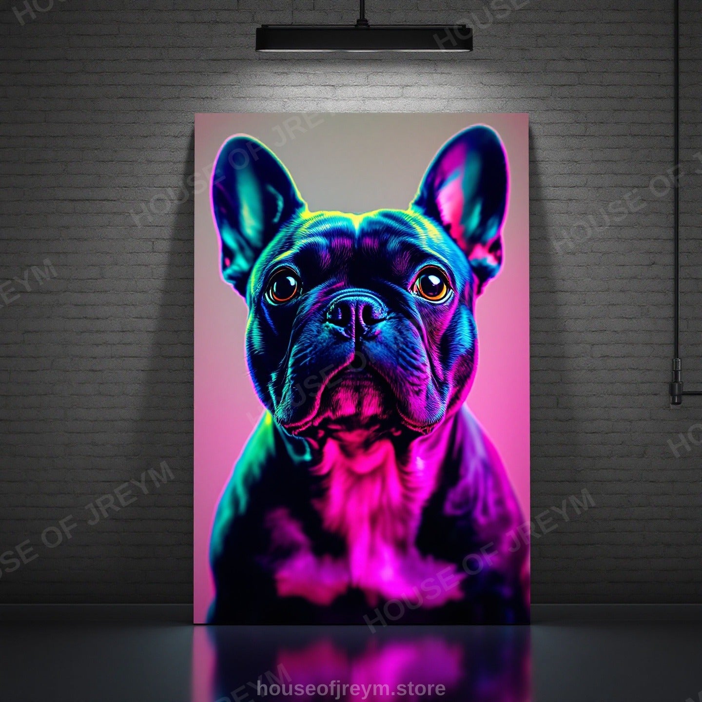 French Bulldog Pet Portrait — neon pop art — Original Digital Wall Art (HOJ-MRRG4FQ2-X97T)