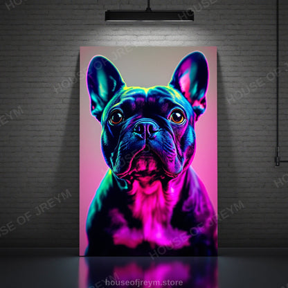 French Bulldog Pet Portrait — neon pop art — Original Digital Wall Art (HOJ-MRRG4FQ2-X97T)