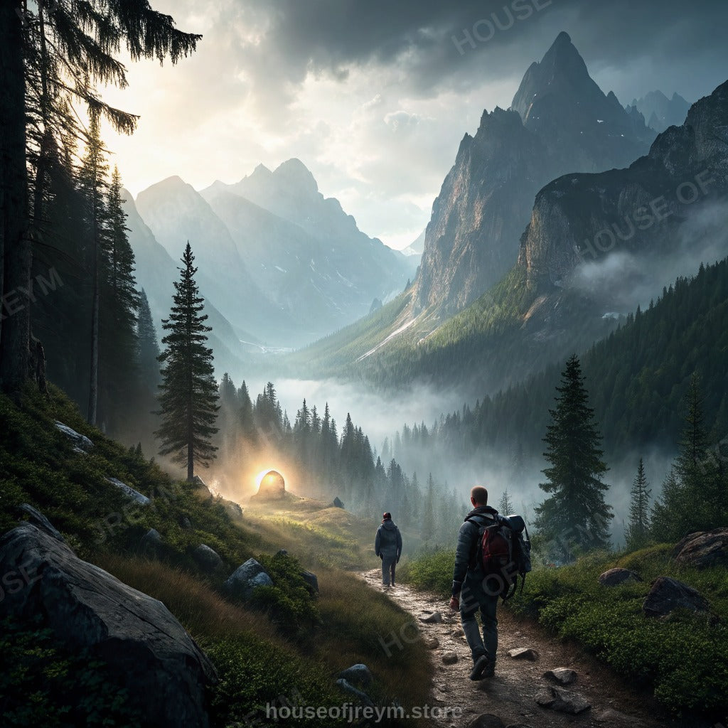 Mountain Hiking Adventure Vibe — Original Digital Wall Art (HOJ-MRR5BKGH-B9XV)