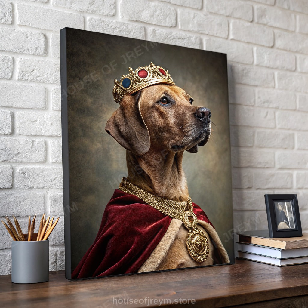 Regal Pet Portrait — crowned royal dog — Original Digital Wall Art (HOJ-MRP7SBCP-J6S4)