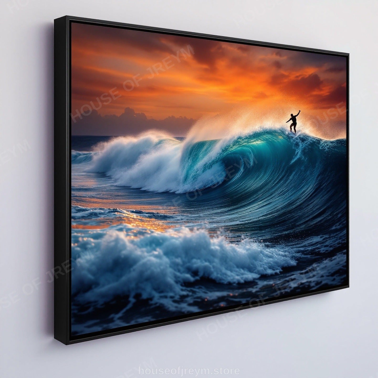 Surfer Sunset Wave Mood — Original Digital Wall Art (HOJ-MRQIQECM-6V4A)
