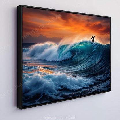Surfer Sunset Wave Mood — Original Digital Wall Art (HOJ-MRQIQECM-6V4A)