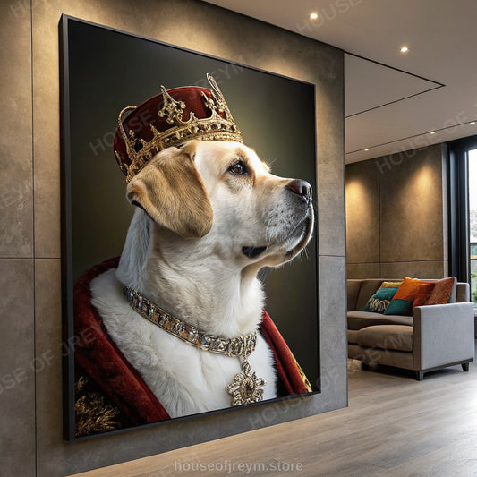 Regal Pet Portrait — crowned royal dog — Original Digital Wall Art (HOJ-MRP5QI79-DFK7)