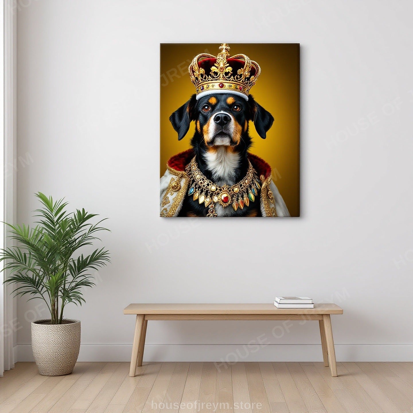 Regal Pet Portrait — crowned royal dog — Original Digital Wall Art (HOJ-MRP5QI79-DFK7)