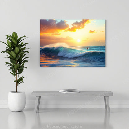 Surfer Sunset Wave Mood — Original Digital Wall Art (HOJ-MRPJ8ZA7-WO9Y)