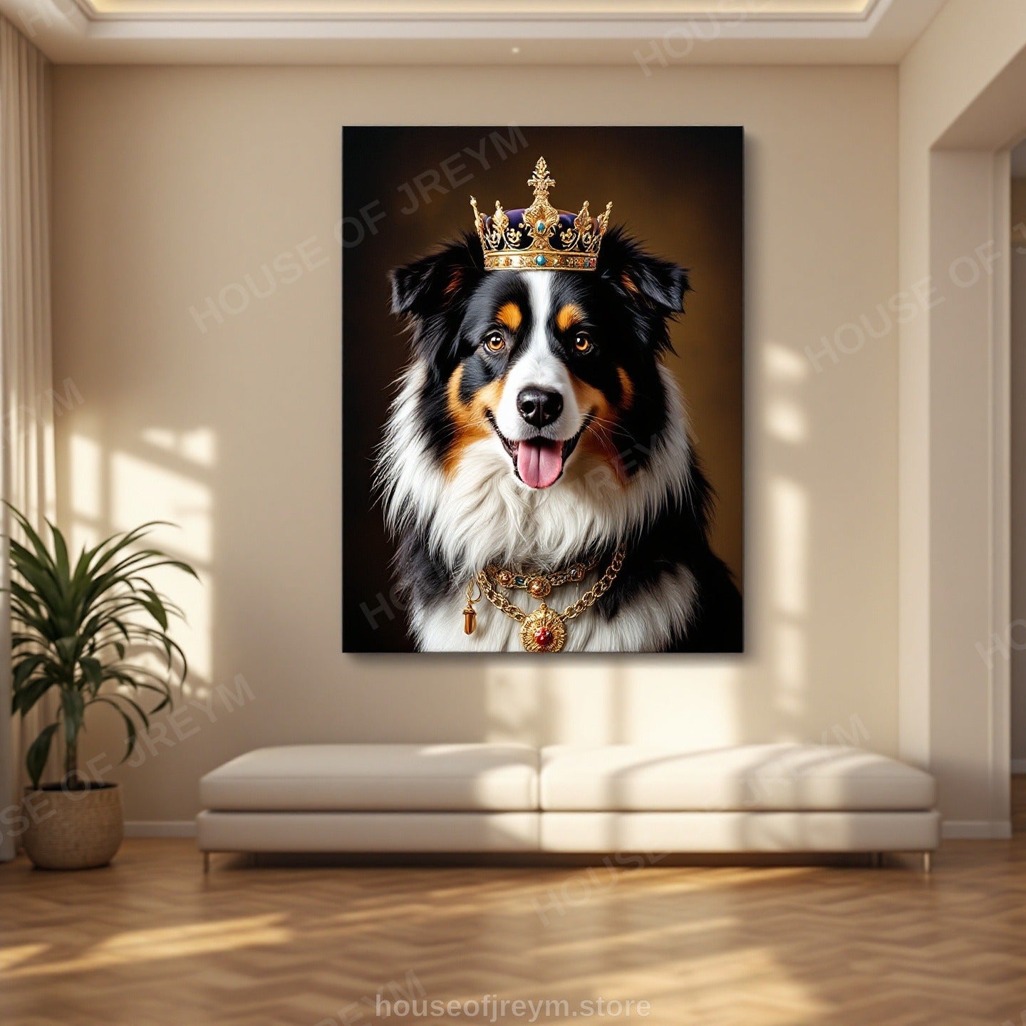 Regal Pet Portrait — crowned royal dog — Original Digital Wall Art (HOJ-MRQ0UWE3-LR23)